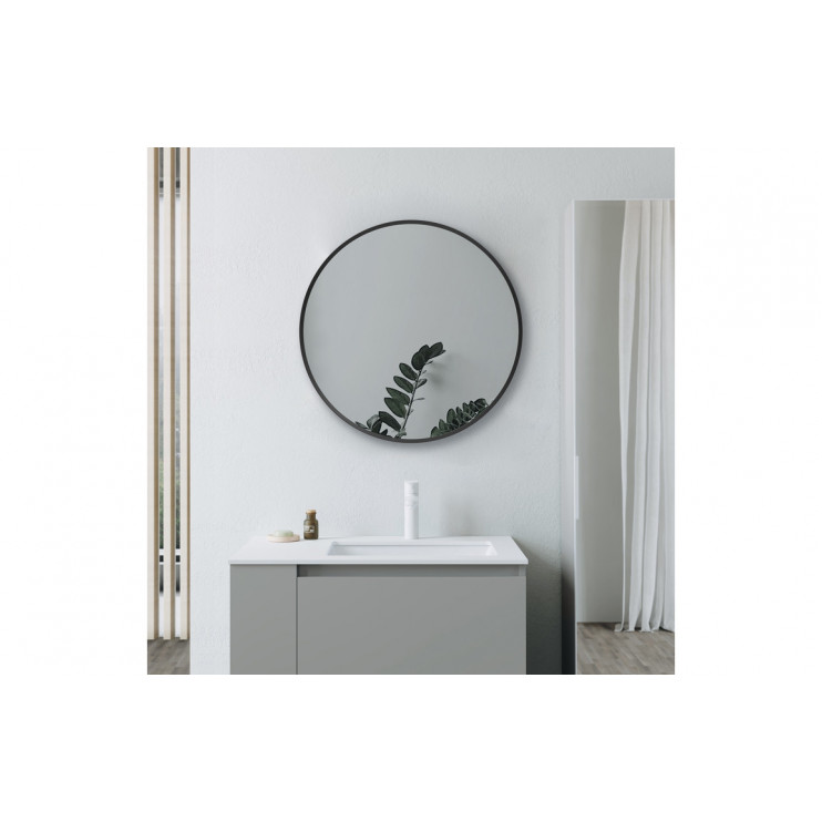 Kenji 600mm Round Mirror - Matt Black Kenji 600mm Round Mirror - Matt Black