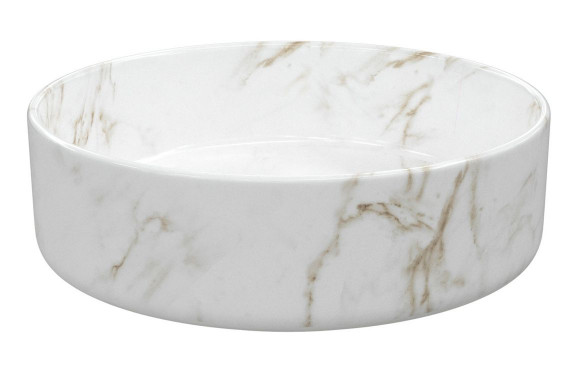 Luxey 355mm Ceramic Round Washbowl & Waste - Marble Effect