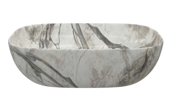 Otto 460x330mm Ceramic Washbowl - White Marble Effect