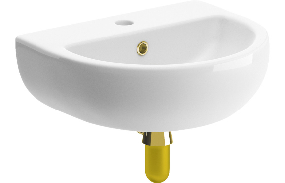 Tuscany 450x400mm 1TH Cloakroom Basin & Brushed Brass Bottle Trap Tuscany 450x400mm 1TH Cloakroom Basin & Brushed Brass Bottle Trap