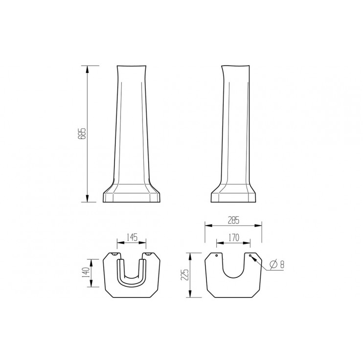Traditional Basin & Washstands DIPBP2038 Sherbourne 600x500mm 2TH Basin & Full Pedestal