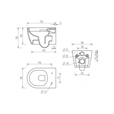 Wall Hung Pan & Seat DIPTP0158 Cilantro Rimless Wall Hung WC & Soft Close Seat