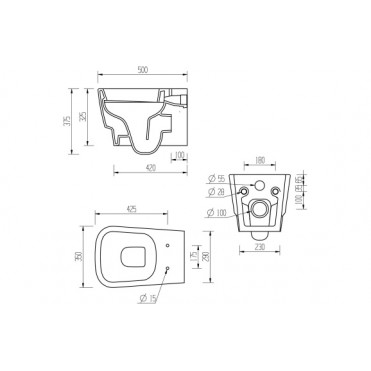 Wall Hung Pan & Seat DIPTP0244 Amyris Wall Hung WC & Soft Close Seat