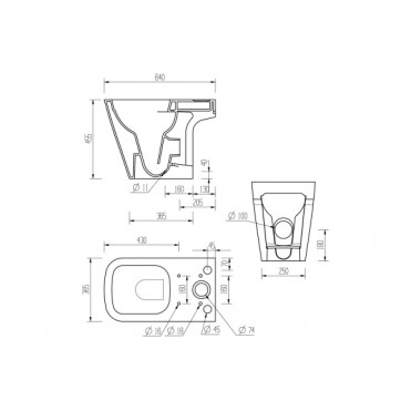 Tilia Rimless Close Coupled Open Back Comfort Height WC & Soft Close Seat