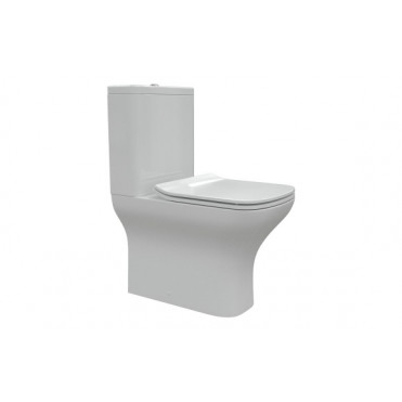 Cedarwood Short Projection Close Coupled Fully Shrouded WC & Slim Soft Close Seat