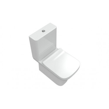 Cedarwood Short Projection Close Coupled Fully Shrouded WC & Slim Soft Close Seat