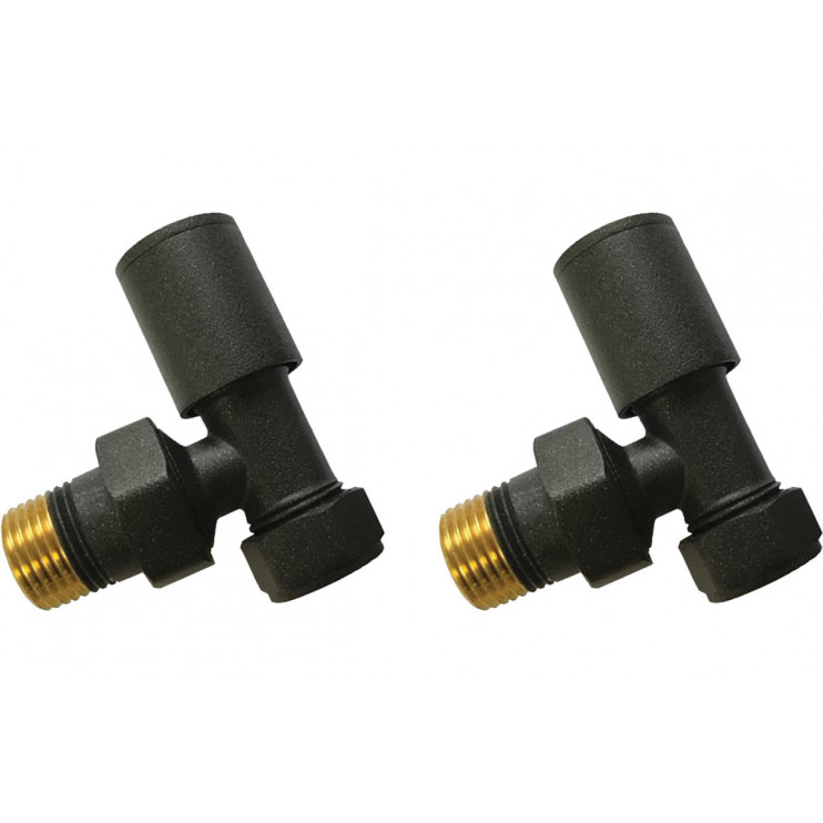 Patterned Anthracite Radiator Valves - Angled Patterned Anthracite Radiator Valves - Angled