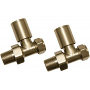 Patterned Brushed Brass Radiator Valves - Straight