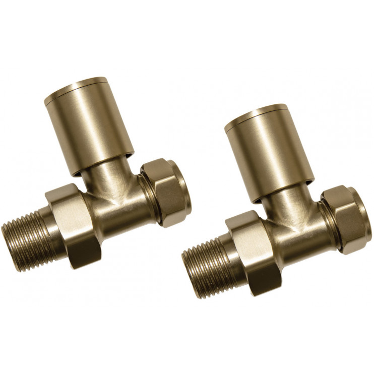 Patterned Brushed Brass Radiator Valves - Straight Patterned Brushed Brass Radiator Valves - Straight