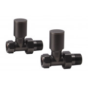 Patterned Matt Black Radiator Valves - Straight
