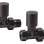Patterned Matt Black Radiator Valves - Straight