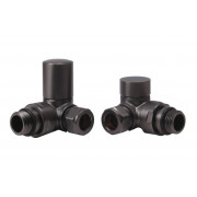 Patterned Matt Black Radiator Valves - Corner