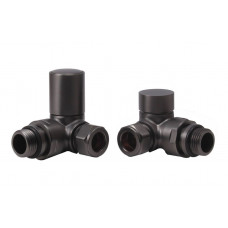 Patterned Matt Black Radiator Valves - Corner