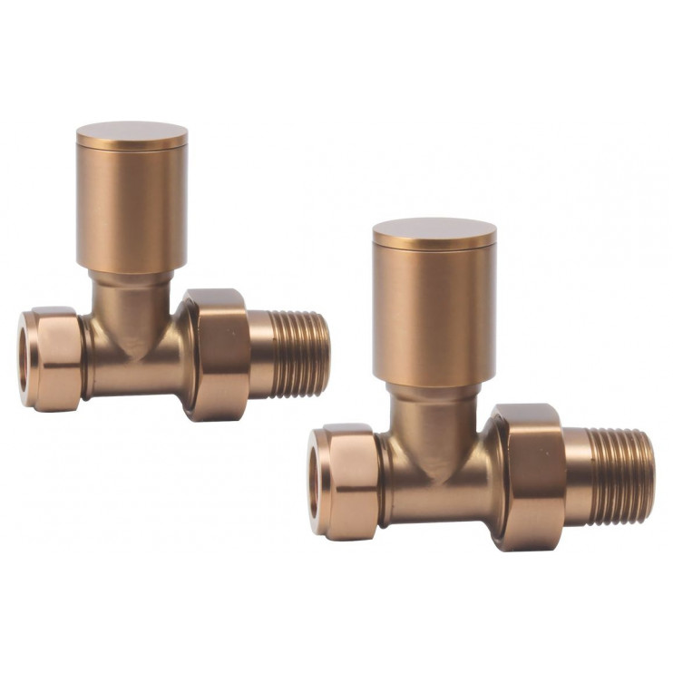 Patterned Brushed Bronze Radiator Valves - Straight Patterned Brushed Bronze Radiator Valves - Straight