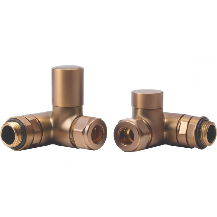 Patterned Brushed Bronze Radiator Valves - Corner Patterned Brushed Bronze Radiator Valves - Corner