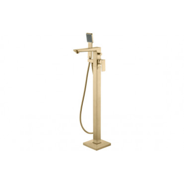 Berio Floor Standing Bath/Shower Mixer - Brushed Brass Bathroom Taps