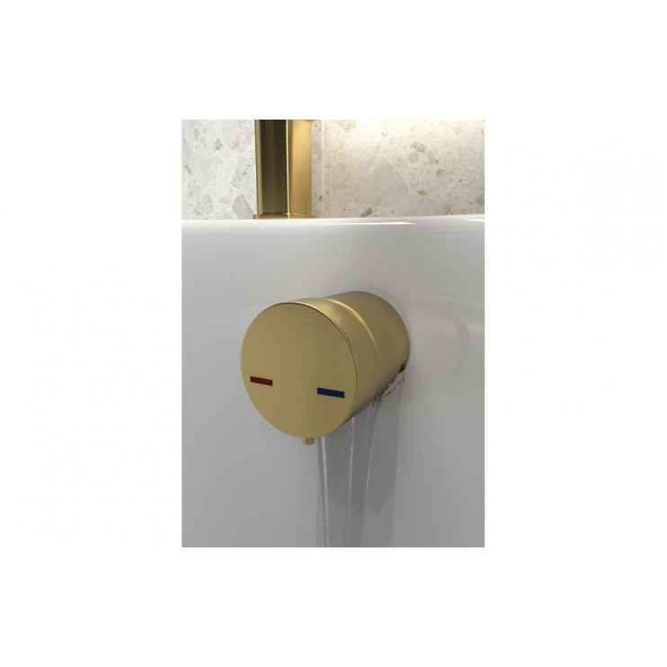 Bath Overflow Filler w/Integrated Valve - Brushed Brass