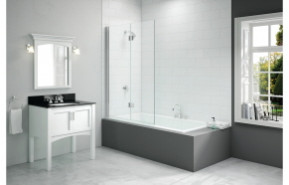 Merlyn 900x1500mm 2-Panel Hinged Bath Screen (8mm) - Left Hand