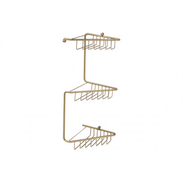 Elena Baskets DIAC0180 Elena 3-Tier Corner Shower Caddy - Brushed Brass
