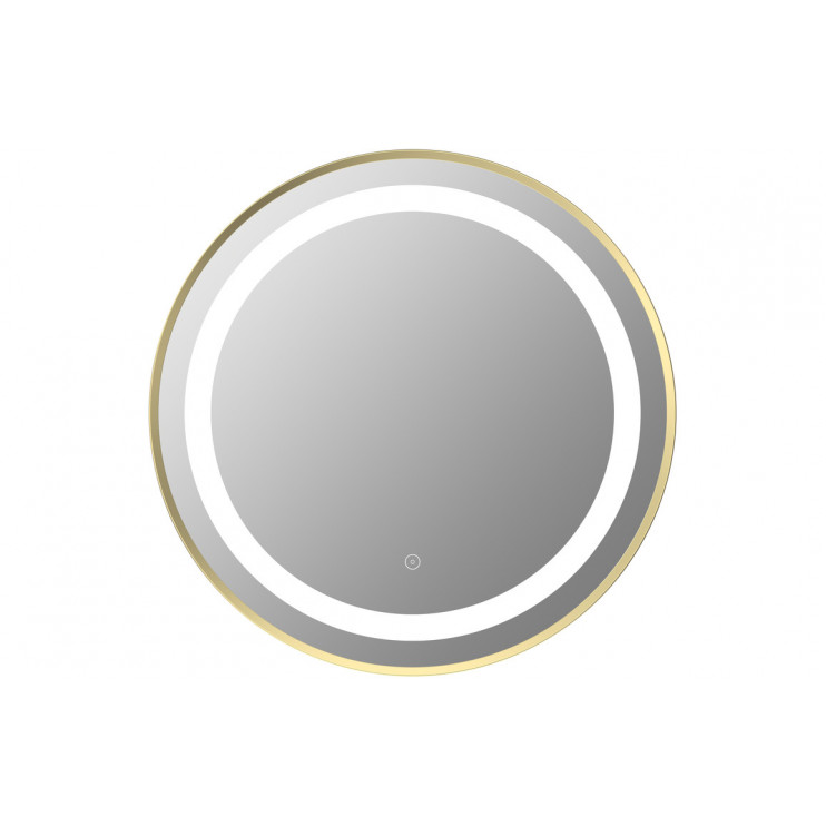 Halo 600mm Round Front-Lit LED Mirror - Brushed Brass