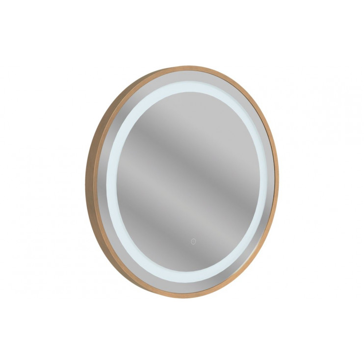 Halo 600mm Round Front-Lit LED Mirror - Brushed Bronze