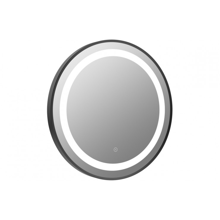 Halo 600mm Round Front-Lit LED Mirror - Matt Black
