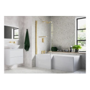 Navarre L Shape 1700x850x560mm 0TH Shower Bath Pack (LH) - Brushed Brass