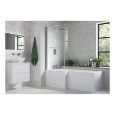 815x1500mm L Shape Bath Screen (6mm) - Chrome