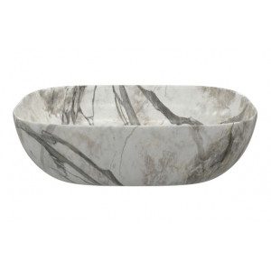 Otto 460x330mm Ceramic Washbowl - White Marble Effect Otto 460x330mm Ceramic Washbowl - White Marble Effect