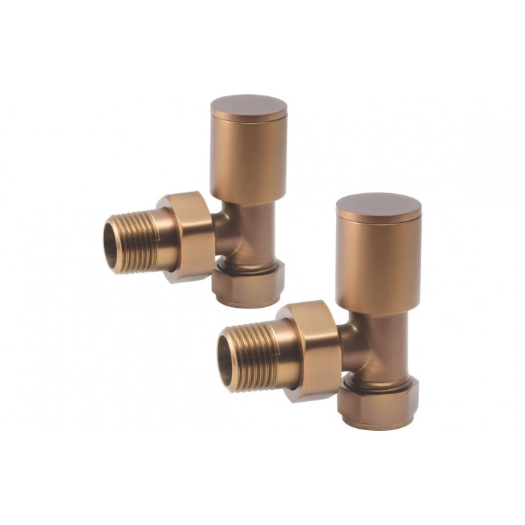 Patterned Brushed Bronze Radiator Valves - Angled