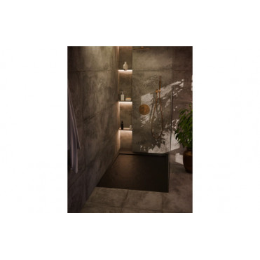 30mm Slate 1600x800mm Rectangular Tray & Waste - Black