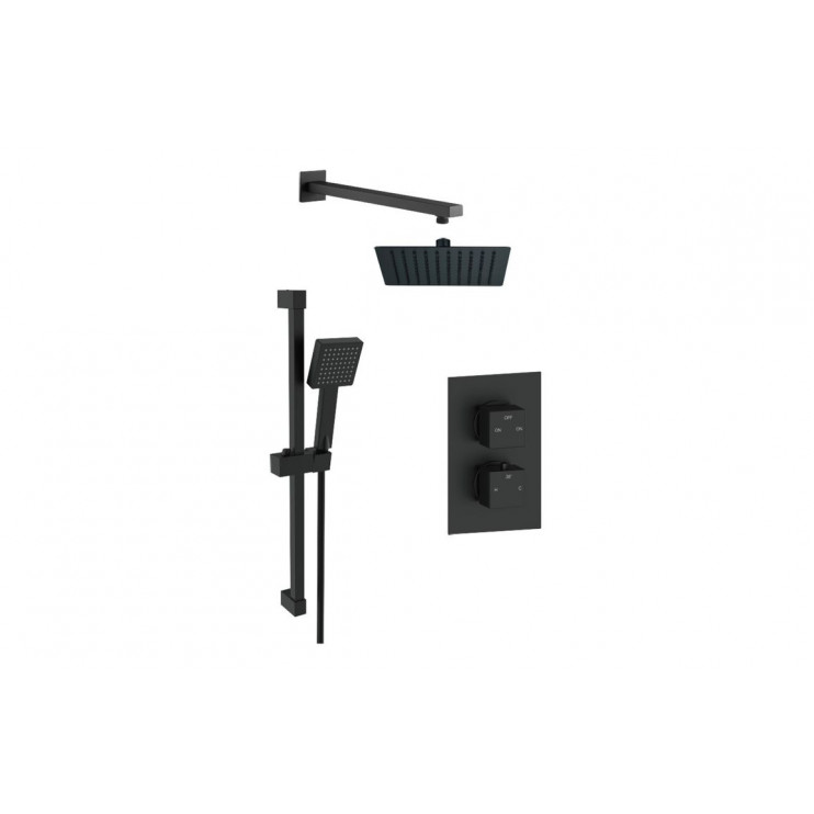 Square Concealed Valve Head & Arm Shower Pack - Matt Black Square Concealed Valve Head & Arm Shower Pack - Matt Black
