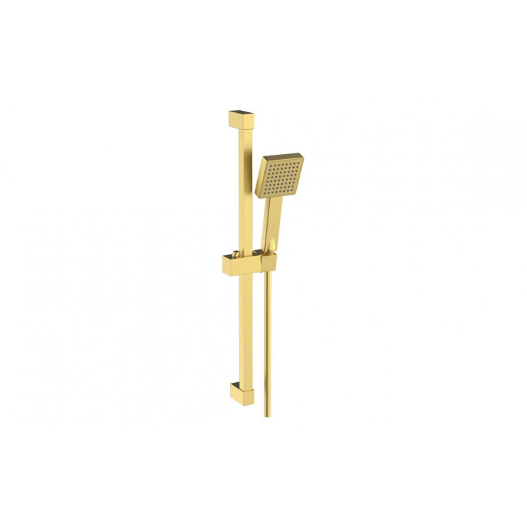 Square Slider Rail Kit & Single Mode Handset - Brushed Brass