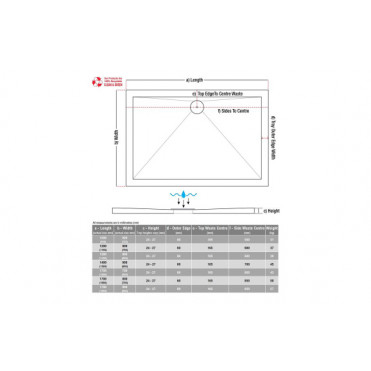 28mm Anti-Slip Ultra-Slim 1700x900mm Rectangular Tray & Waste