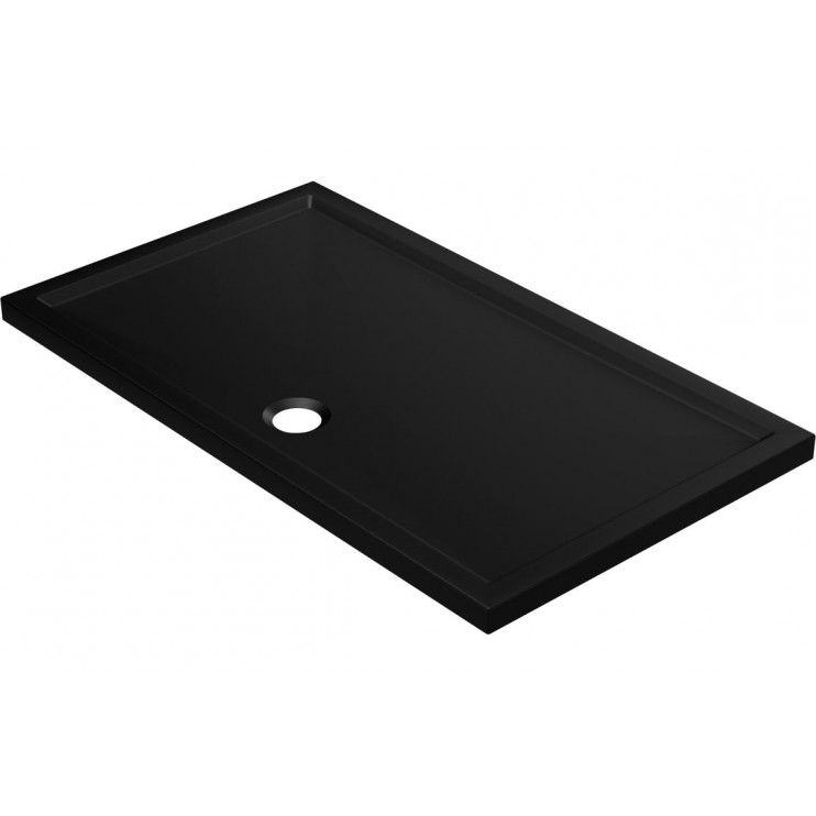 40mm Low Profile 1000x800mm Rectangular Tray & Waste - Matt Black