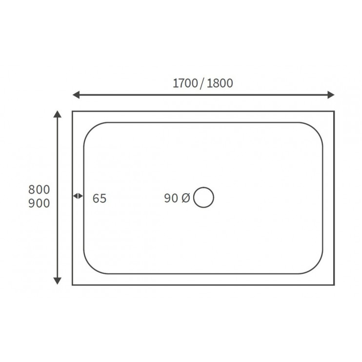 45mm Low Profile 1800x800mm Rectangular Tray & Waste - White 45mm Low Profile 1800x800mm Rectangular Tray & Waste - White