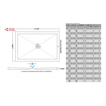 25mm Ultra-Slim 1200mm x 800mm Rectangular Tray & Waste