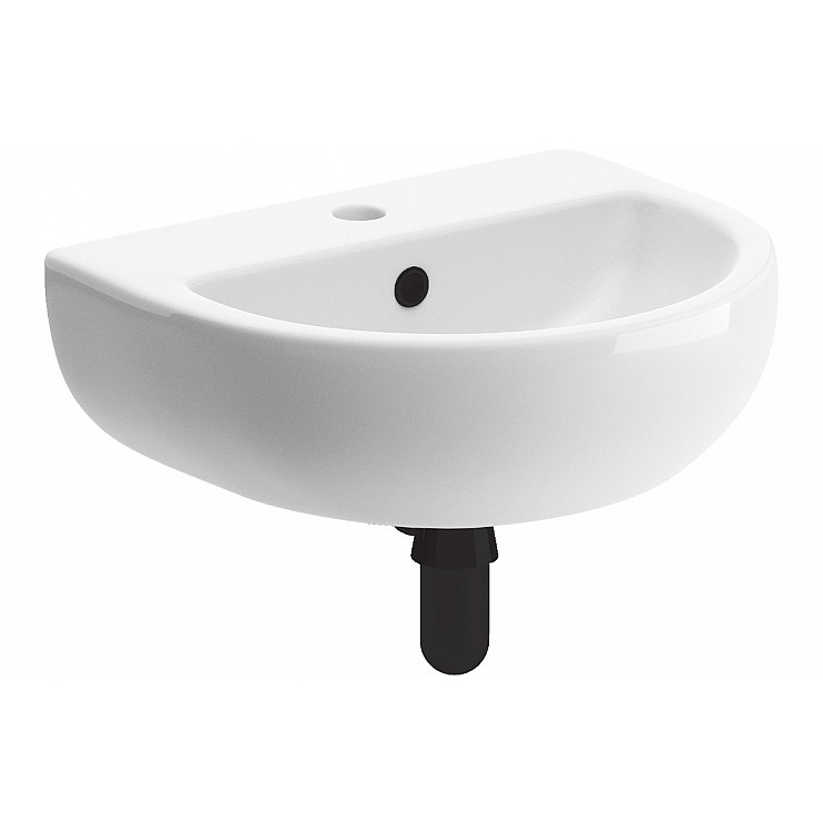 Tuscany 450x400mm 1TH Cloakroom Basin & Black Bottle Trap