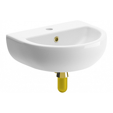 Tuscany 450x400mm 1TH Cloakroom Basin & Brushed Brass Bottle Trap