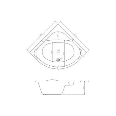 Tybee Standard 1350x1350x620mm 0TH Corner Bath w/Legs