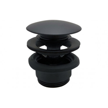 Vema Unslotted Push Button Waste - Matt Black Vema Unslotted Push Button Waste - Matt Black