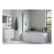 760x1500mm P Shape Bath Screen (6mm) - Chrome