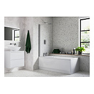 800x1400mm Sail Bath Screen (6mm) - Chrome