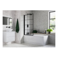 800x1400mm Square Grid Bath Screen (6mm) - Black