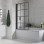 800x1500mm Single Straight Bath Screen (6mm) - Black Framed