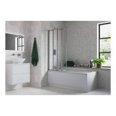 815x1400mm Framed Four Fold Bath Screen (6mm) - Chrome