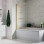 Fluted 800x1500mm Single Straight Bath Screen (5mm) - Brushed Brass