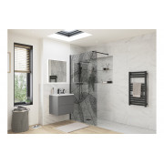 Iconix 1200mm 8mm Glass Leaf Design Wetroom Panel - Black