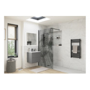 Iconix 1200mm 8mm Glass Leaf Design Wetroom Panel - Black