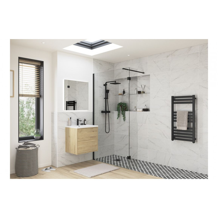 Iconix Optional 300mm 8mm Glass Wetroom Splash Panel - Black